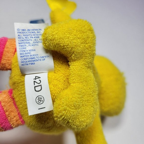 Vintage NWT Sesame Street 8" Big Bird Water Buddy Plush Toy 1993 Applause - Picture 7 of 7